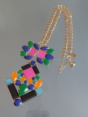 Kate Spade New York Colorblock Statement Necklace Gold Tone Multicolor Geometric